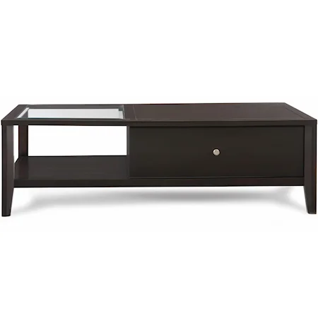 Rectangular Cocktail Table with Drawer and Shelf